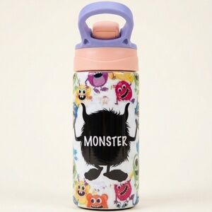 👾 Kids Insulated Monster Water Bottle - Colorful Monster Pattern NIB